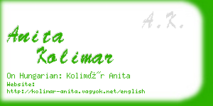 anita kolimar business card